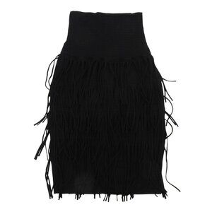 The Furies Women Extra Small XS Black Plaid Check Fringe Stretch Pencil Skirt